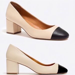 J. CREW ☆ BRYN Two-Tone Block Heels ☆ 100% Leather ☆ Cream / Black ☆ Size 10